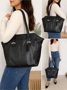 Coach Taylor Leather Tote Black Work Bag Laptop Carryall F25941